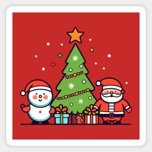 Santa and a Snowman Sticker